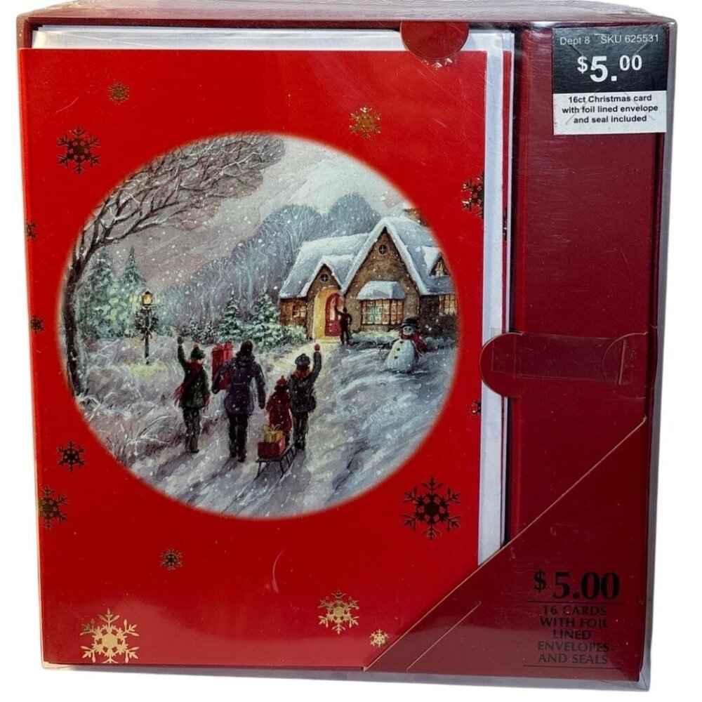 Christmas Cards With Envelopes & Seals By Pinecone Design Set of 16 w/ Box
